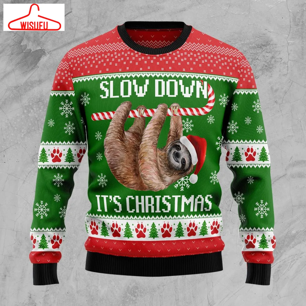 Vi-ntagethoroughbreds28065 - Sloth Slow Down Ugly Christmas Sweater, All Over Print New Winter Fashion 3d Sweater, Best Gift Ideas