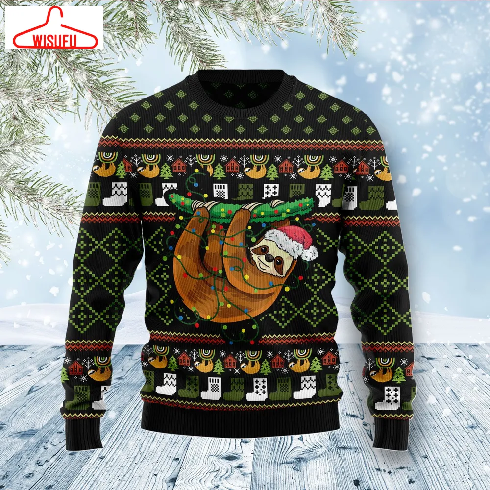 Vi-ntagethoroughbreds35596 - Sloth Light Ugly Christmas Sweater, All Over Print New Winter Fashion 3d Sweater, Best Gift Ideas