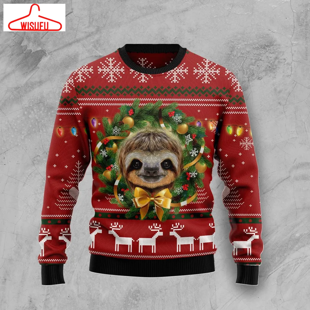 Vi-ntagethoroughbreds41308 - Merry Slothmas Ugly Christmas Sweater, All Over Print New Winter Fashion 3d Sweater, Best Gift Ideas