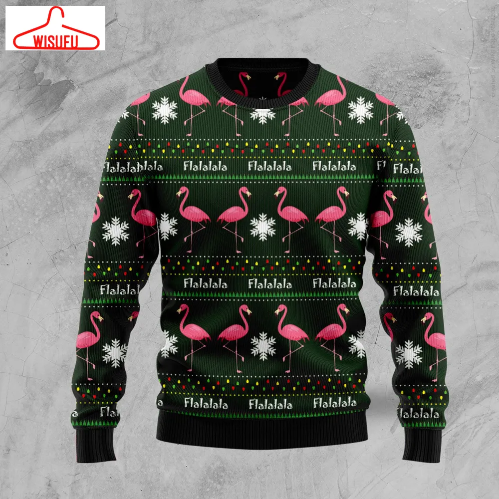 Vi-ntagethoroughbreds42248 - Flamingo Flalala Ugly Christmas Sweater, All Over Print New Winter Fashion 3d Sweater, Best Gift Ideas