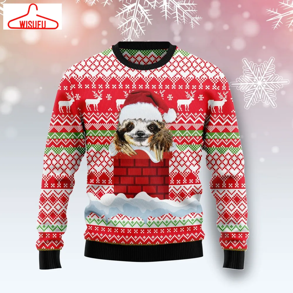 Vi-ntagethoroughbreds88734 - Sloth Chimney Ugly Christmas Sweater, All Over Print New Winter Fashion 3d Sweater, Best Gift Ideas