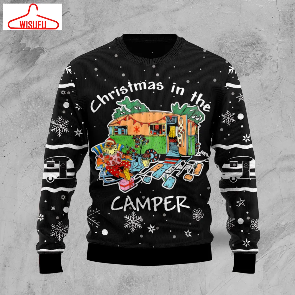 Vi-ntagethoroughbreds96075 - Santa Camping Ugly Christmas Sweater, All Over Print New Winter Fashion 3d Sweater, Best Gift Ideas