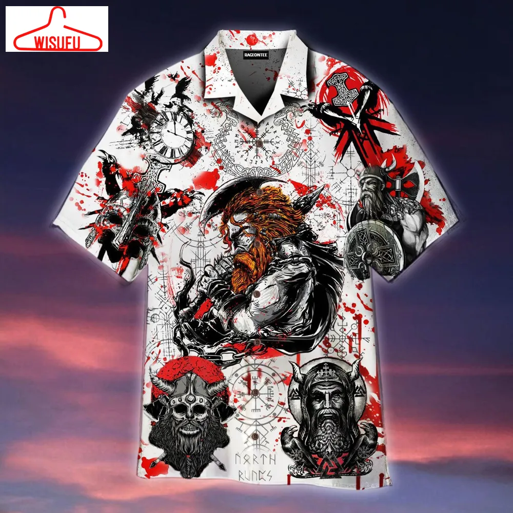 Viking On Red Moon Hawaiian Shirt - For Men & Women - New Winter Fashion Shirt Gift For Family, New Fashion Gifts