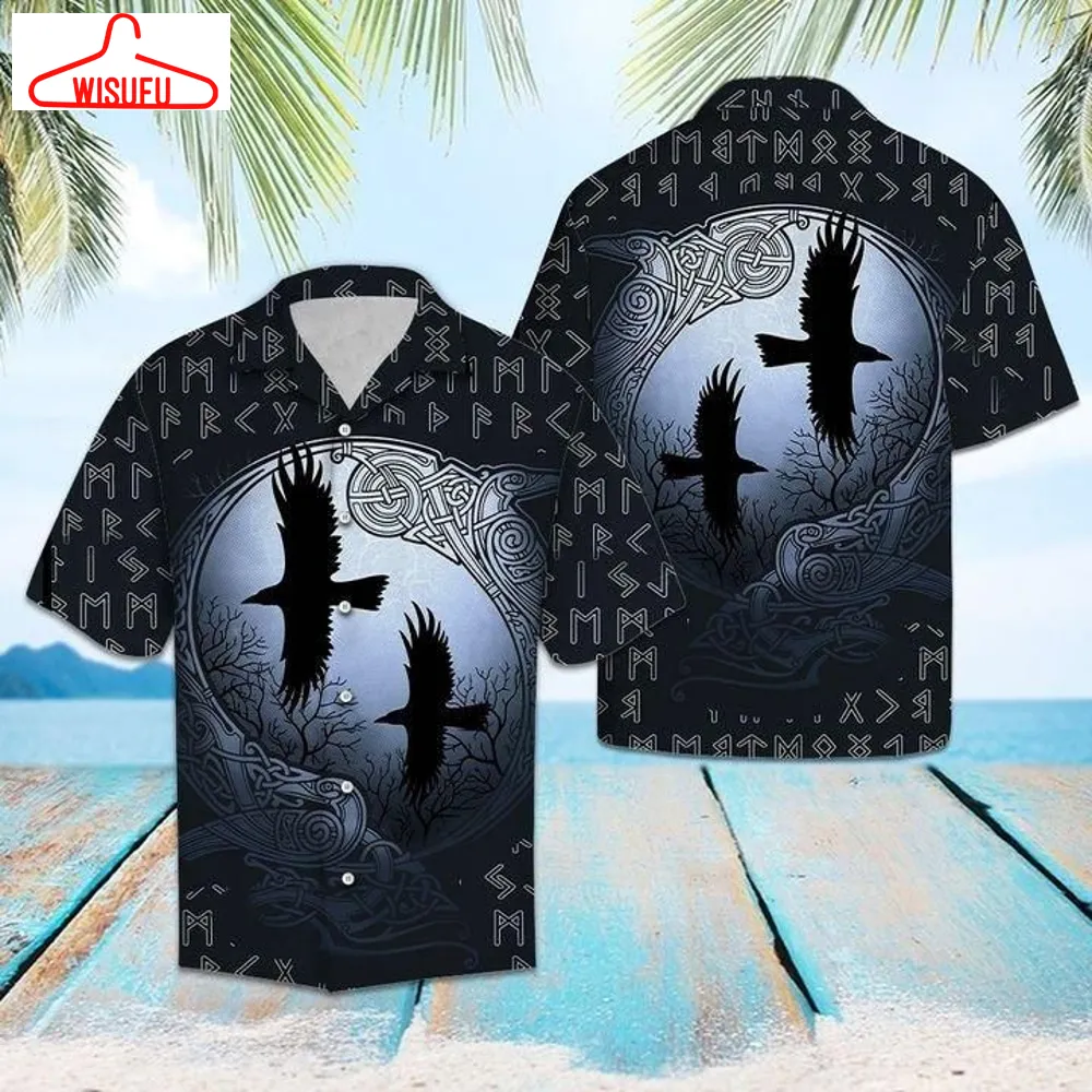 Viking Ravens Hawaiian Shirt - Unisex - Adult - Hw1576, New Hawaiian Holiday Outfits, New Fashion Gifts