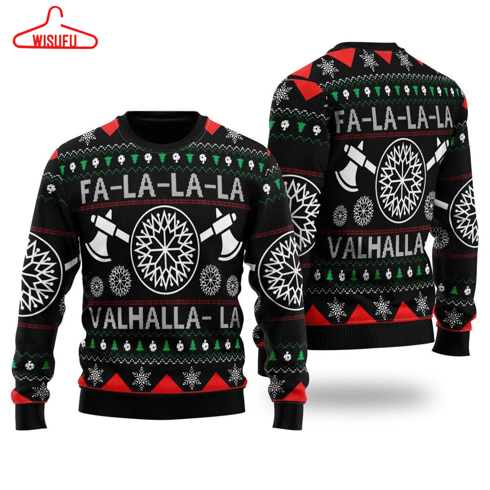 Viking Valhalla Xmas Ugly Christmas Sweater - For Men & Women - New Winter Fashion Shirt Gift For Family