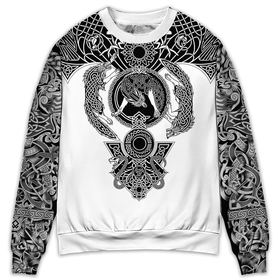 Viking Warrior Blood Black And White - Sweater - Ugly Christmas Sweater