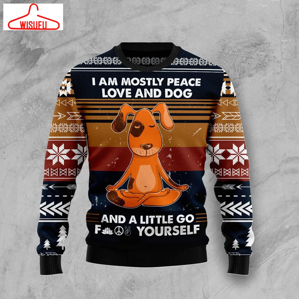 Vin-tagethoroughbreds17724 - Peace Love And Dog Ugly Christmas Sweater, All Over Print New Winter Fashion 3d Sweater, Best Gift Ideas