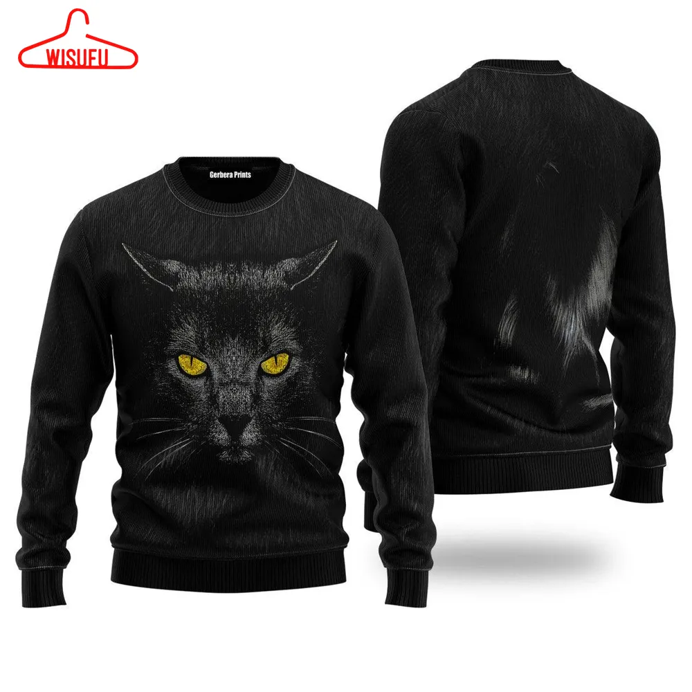 Vin-tagethoroughbreds39677 - Black Cat Ugly Christmas Sweater - For Men & Women - New Winter Fashion Shirt Gift For Family