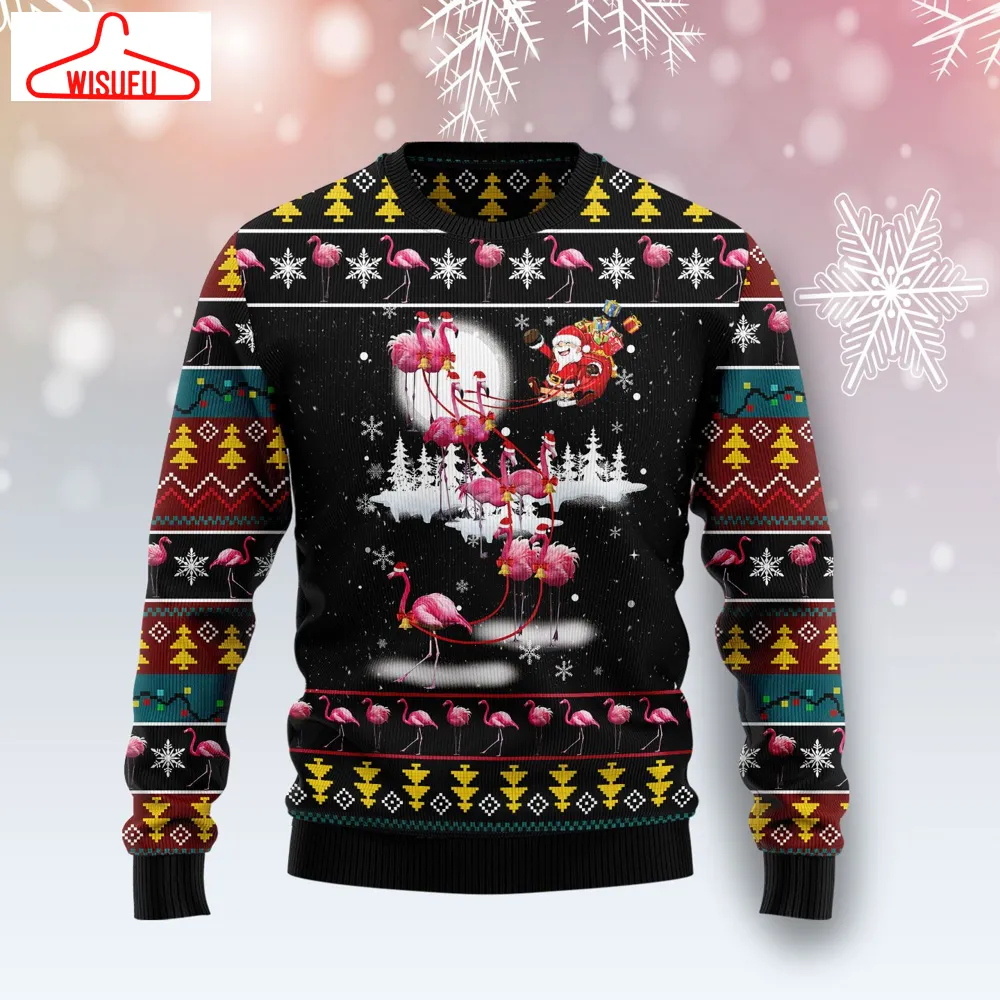 Vin-tagethoroughbreds48492 - Flamingo Reindeer Ugly Christmas Sweater, All Over Print New Winter Fashion 3d Sweater, Best Gift Ideas