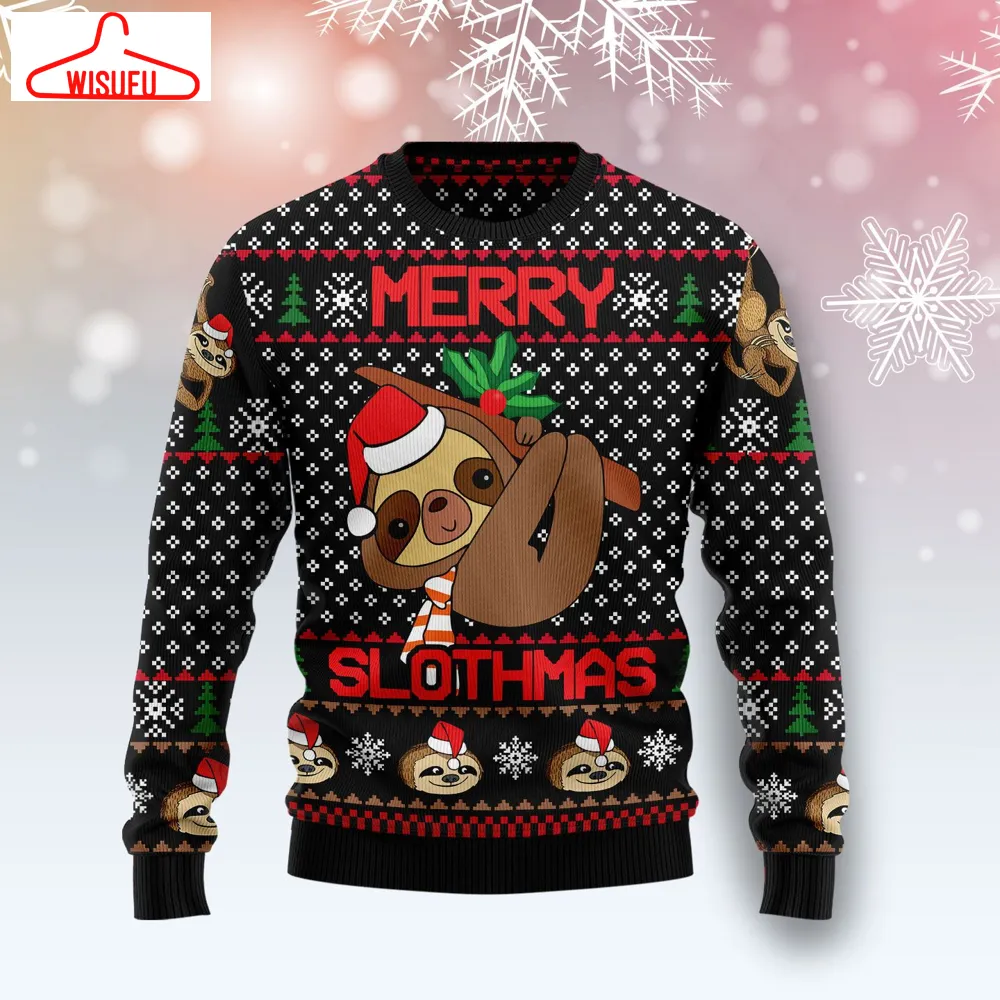 Vin-tagethoroughbreds52634 - Merry Slothmas Ugly Christmas Sweater, All Over Print New Winter Fashion 3d Sweater, Best Gift Ideas