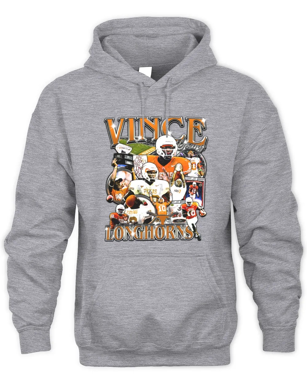 Vince Young #10 Texas Longhorns Hoodie-Sport Grey