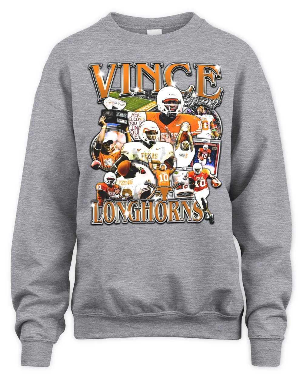 Vince Young #10 Texas Longhorns Sweatshirt-Sport Grey