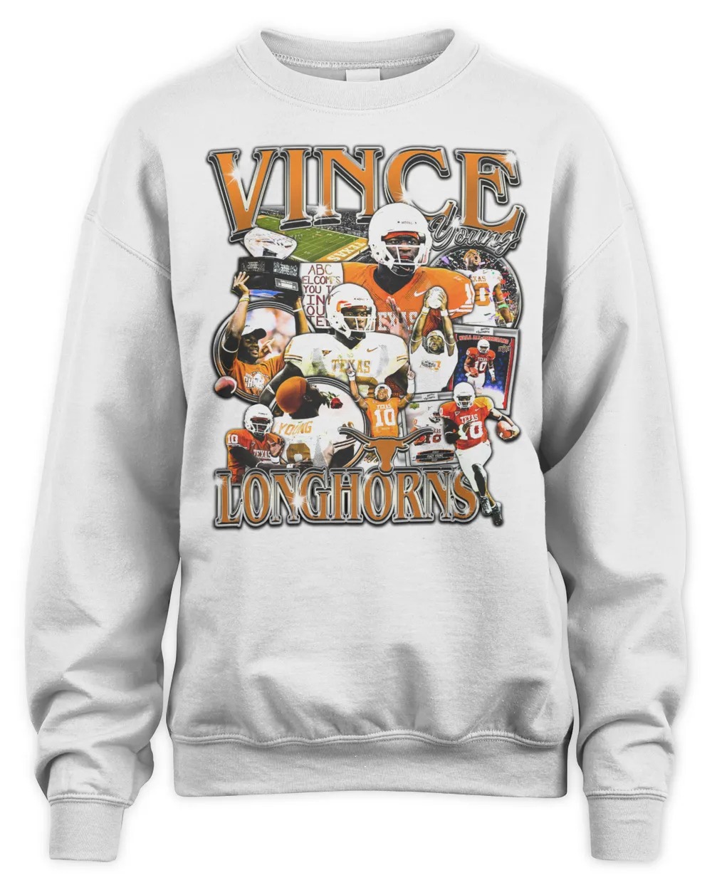 Vince Young #10 Texas Longhorns Sweatshirt-White