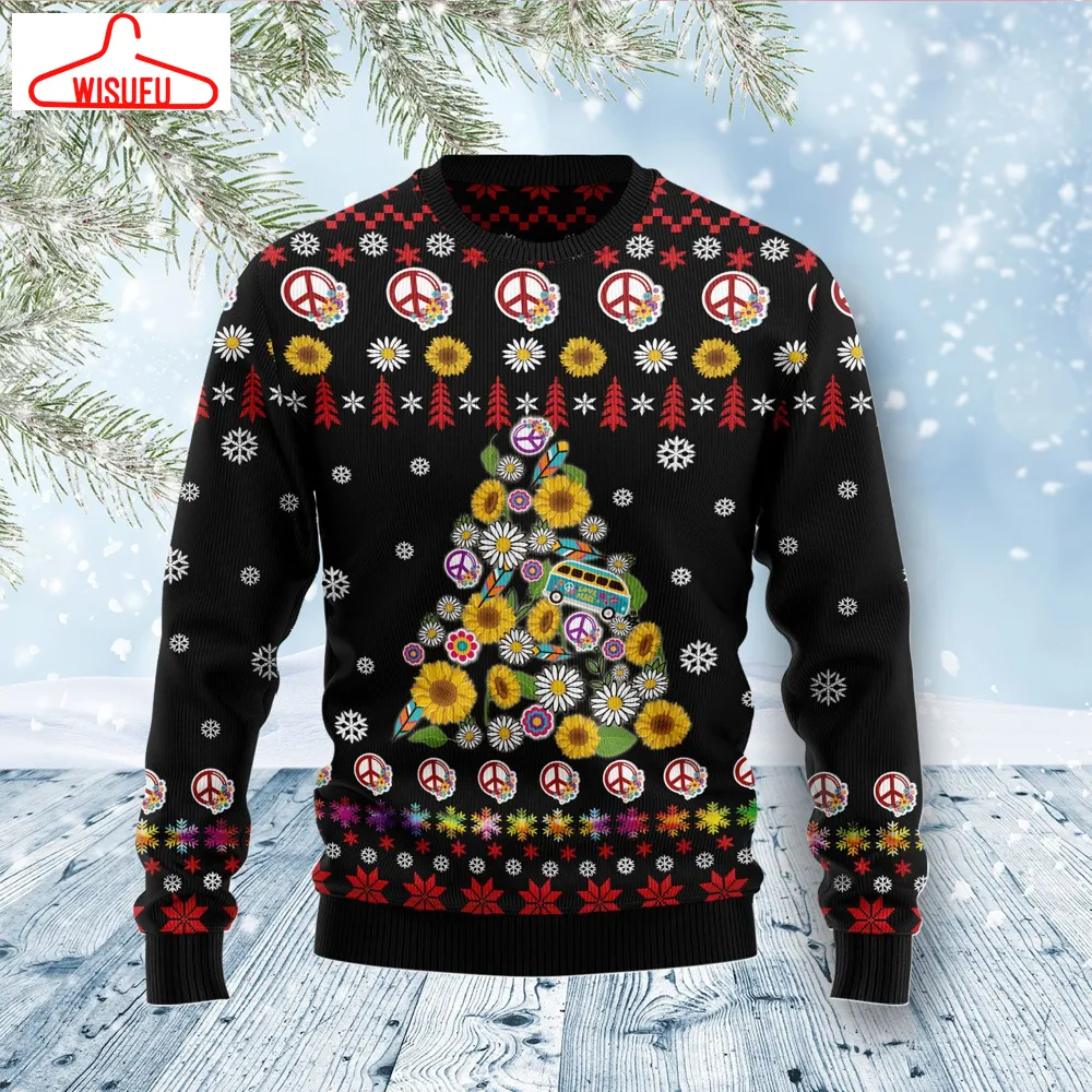 Vint-agethoroughbreds40355 - Hippie Tree Xmas Ugly Christmas Sweater, All Over Print New Winter Fashion 3d Sweater, Best Gift Ideas