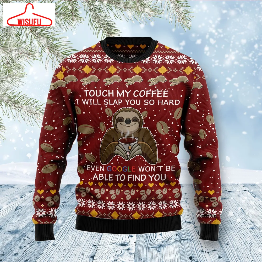 Vint-agethoroughbreds65849 - Sloth Coffee Ugly Christmas Sweater, All Over Print New Winter Fashion 3d Sweater, Best Gift Ideas