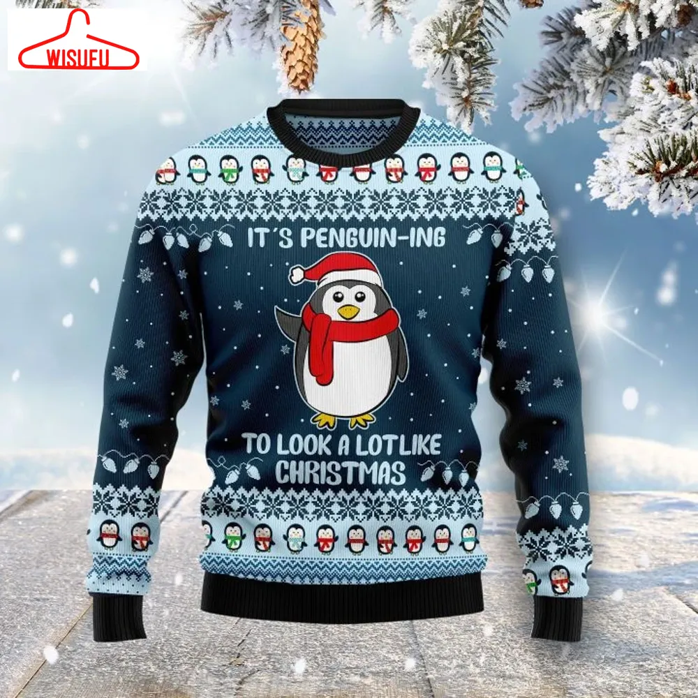 Vint-agethoroughbreds66305 - Cute Penguin Ugly Christmas Sweater - For Men & Women - New Winter Fashion Shirt Gift For Family