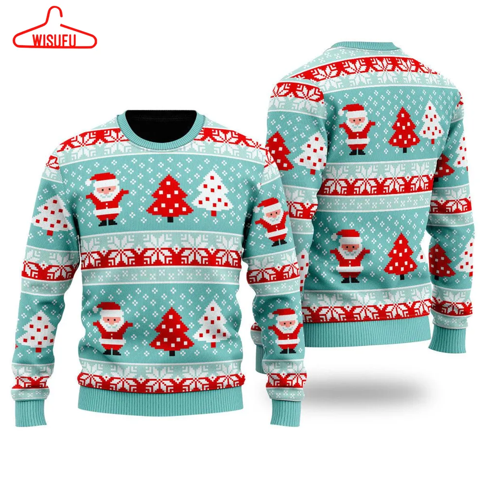 Vinta-ge Santa Light Up Pattern Ugly Christmas Sweater - For Men & Women - New Winter Fashion Shirt Gift For Family