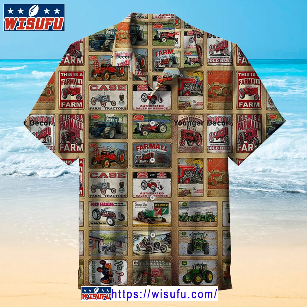 Vinta-ge Tractor Advertisement -universal Hawaiian Shirt