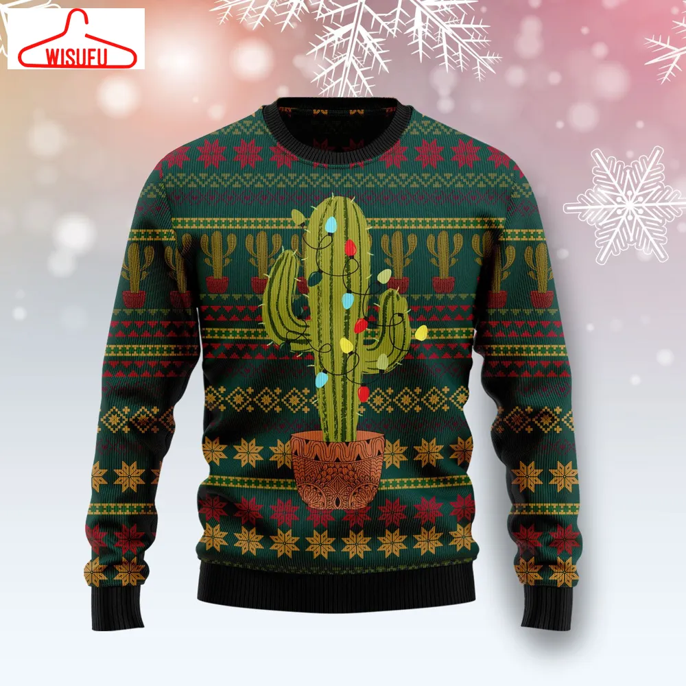 Vinta-gethoroughbreds10649 - Cactus Ugly Christmas Sweater - For Men & Women - Adult - New Winter Fashion Shirt Gift For Family