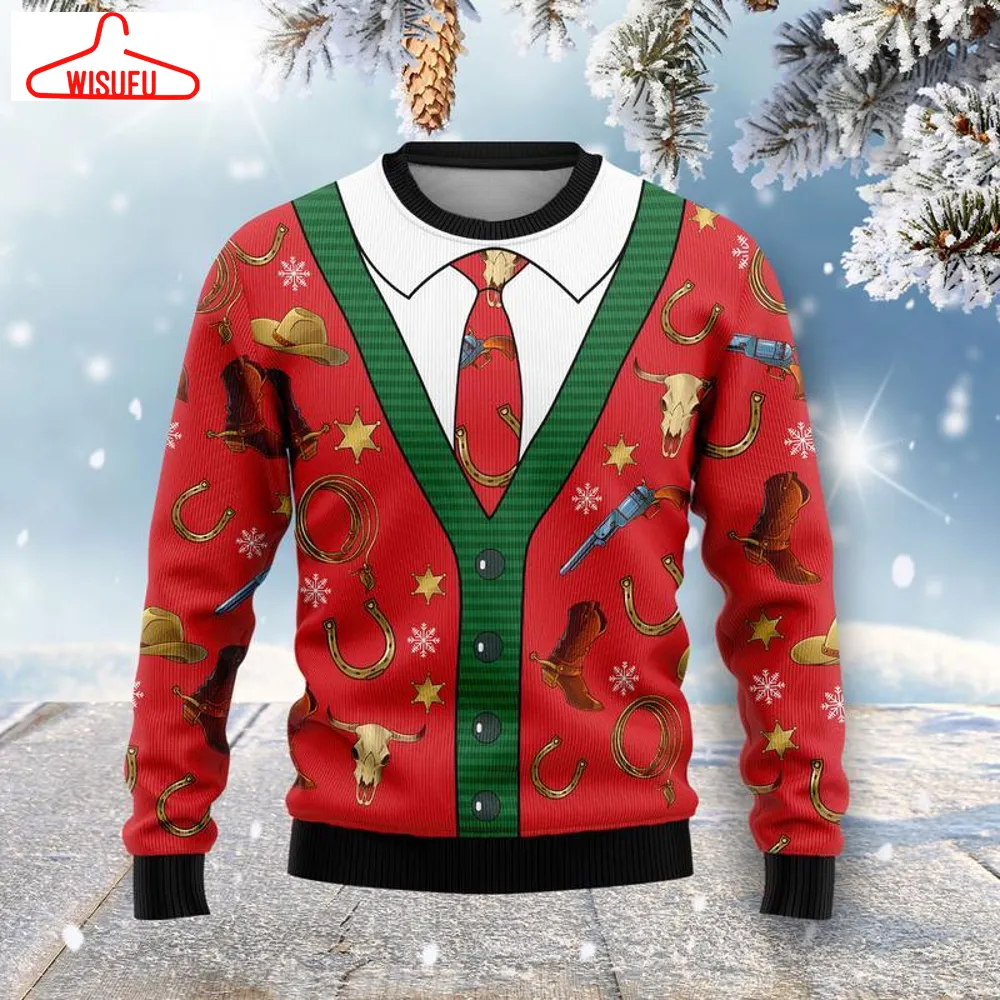 Vinta-gethoroughbreds19015 - Cowboy Ugly Christmas Sweater - For Men & Women - Adult - New Winter Fashion Shirt Gift For Family