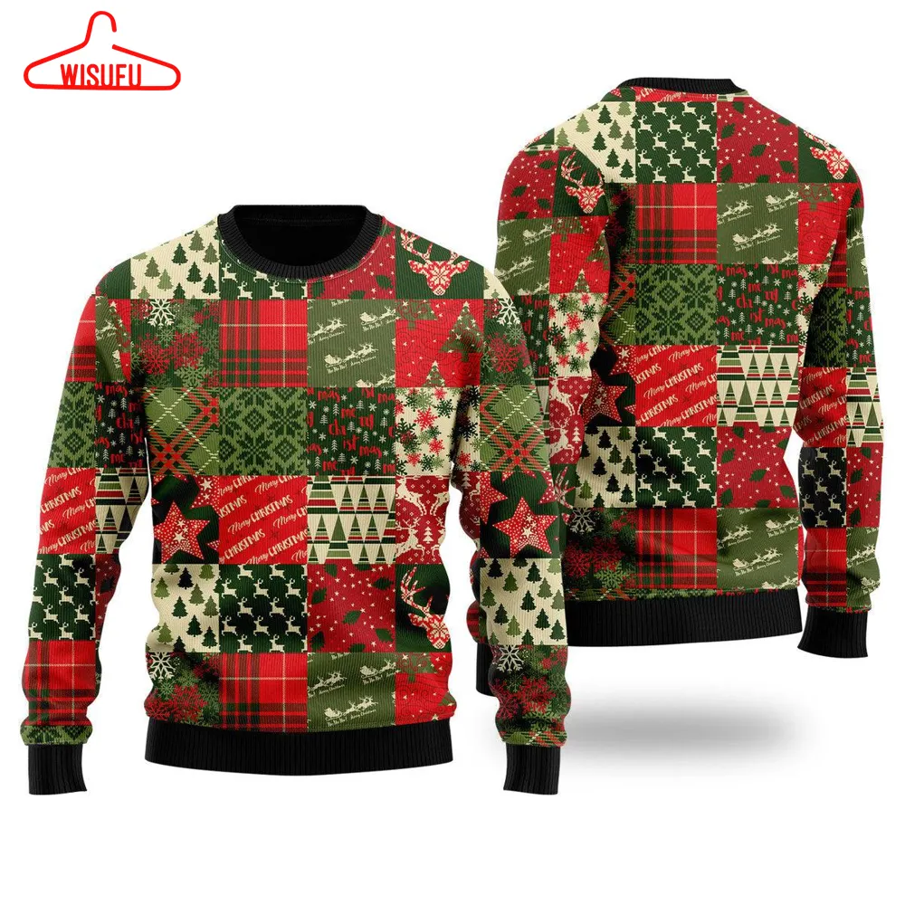 Vintag-e Christmas Patchwork Ugly Christmas Sweater - For Men & Women - New Winter Fashion Shirt Gift For Family