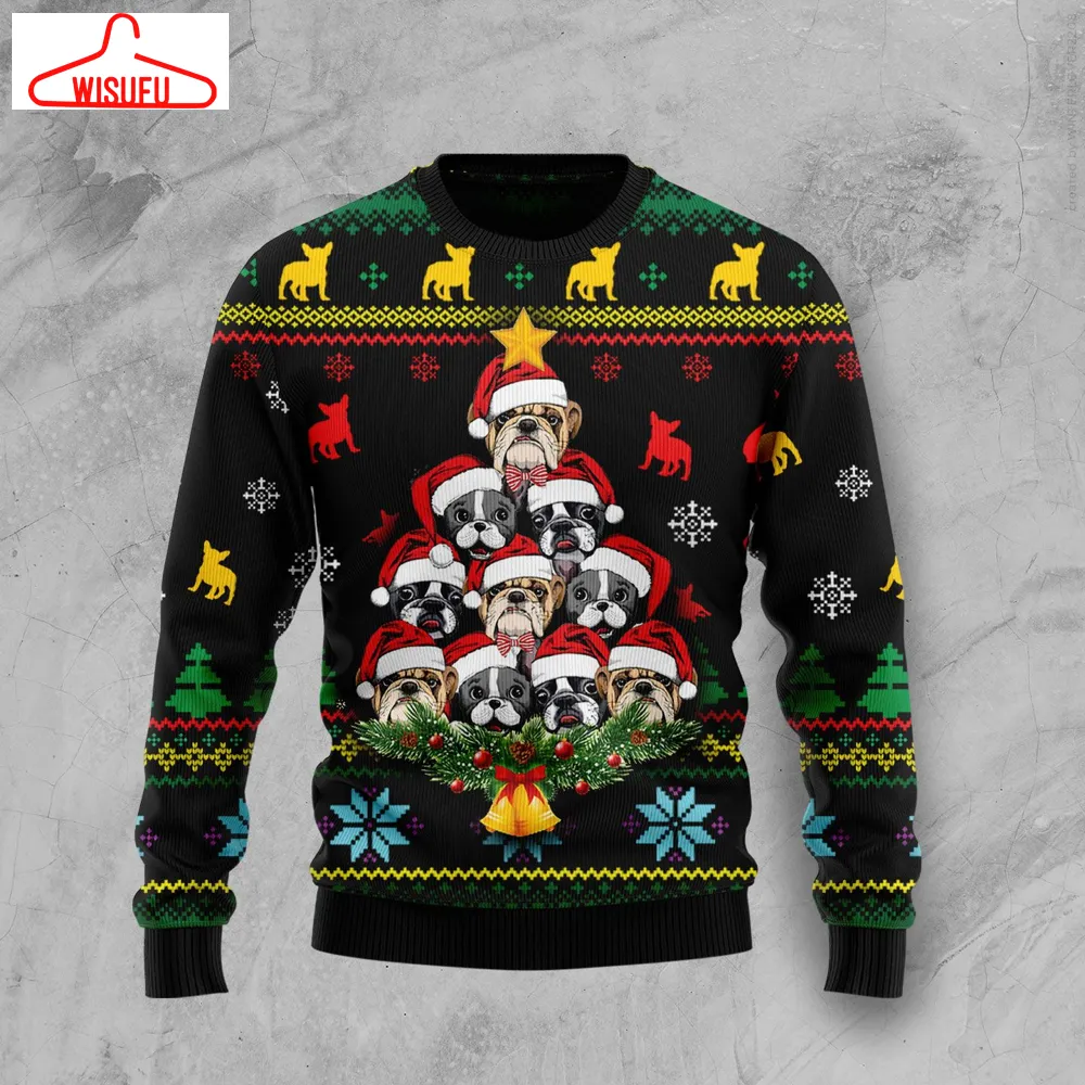 Vintag-ethoroughbreds17506 - French Bulldog Ugly Christmas Sweater, All Over Print New Winter Fashion 3d Sweater, Best Gift Ideas