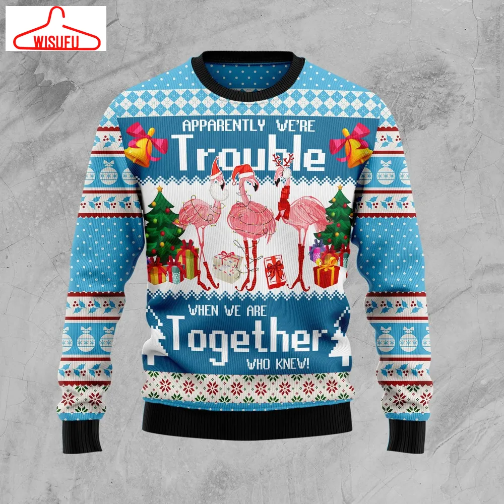 Vintag-ethoroughbreds54767 - Flamingo Together Ugly Christmas Sweater, All Over Print New Winter Fashion 3d Sweater, Best Gift Ideas