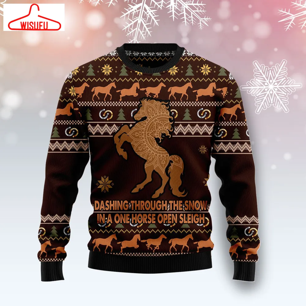 Vintag-ethoroughbreds63328 - Horse Through Snow Ugly Christmas Sweater, All Over Print New Winter Fashion 3d Sweater, Best Gift Ideas