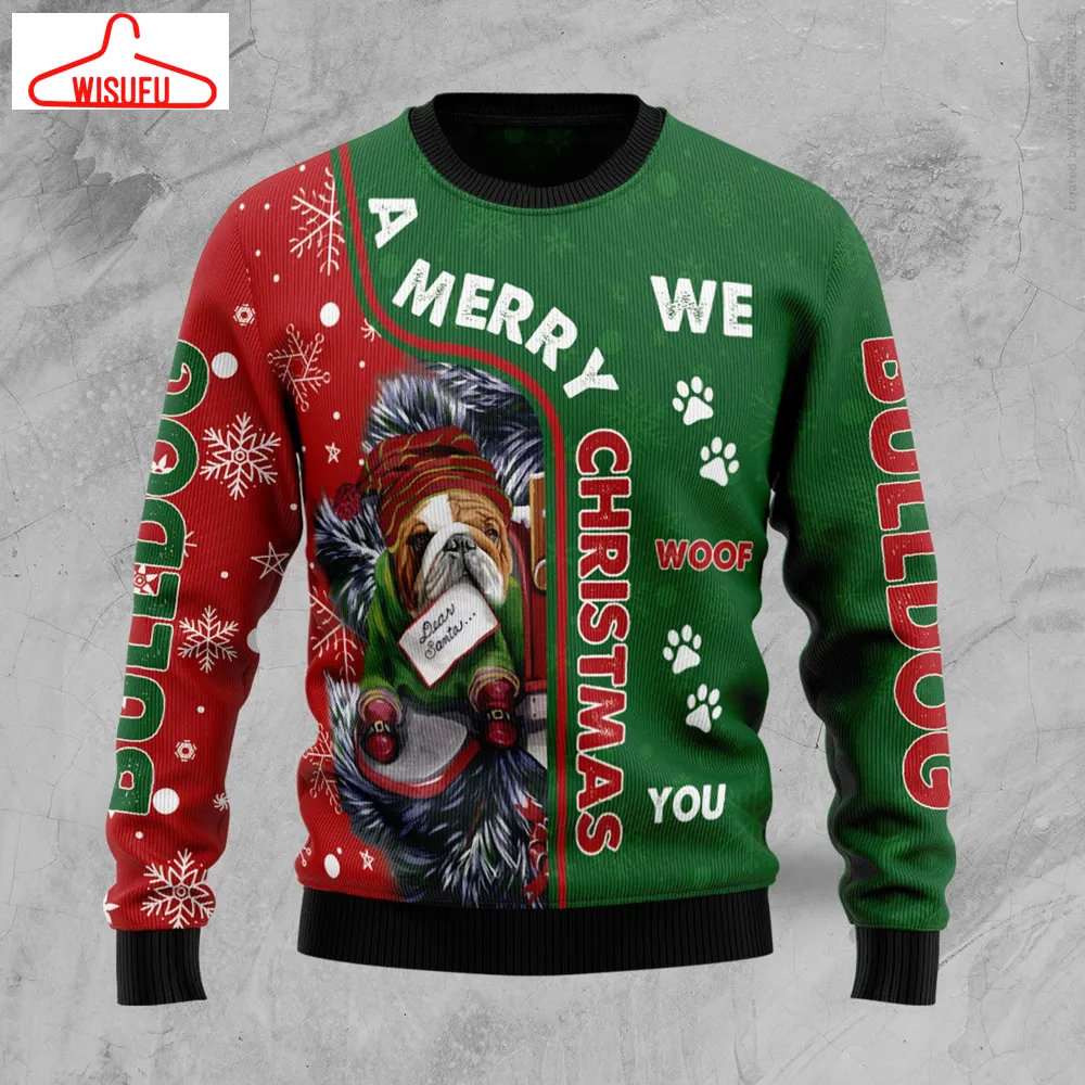 Vintag-ethoroughbreds78596 - Bulldog Ugly Christmas Sweater - For Men & Women - Adult - New Winter Fashion Shirt Gift For Family