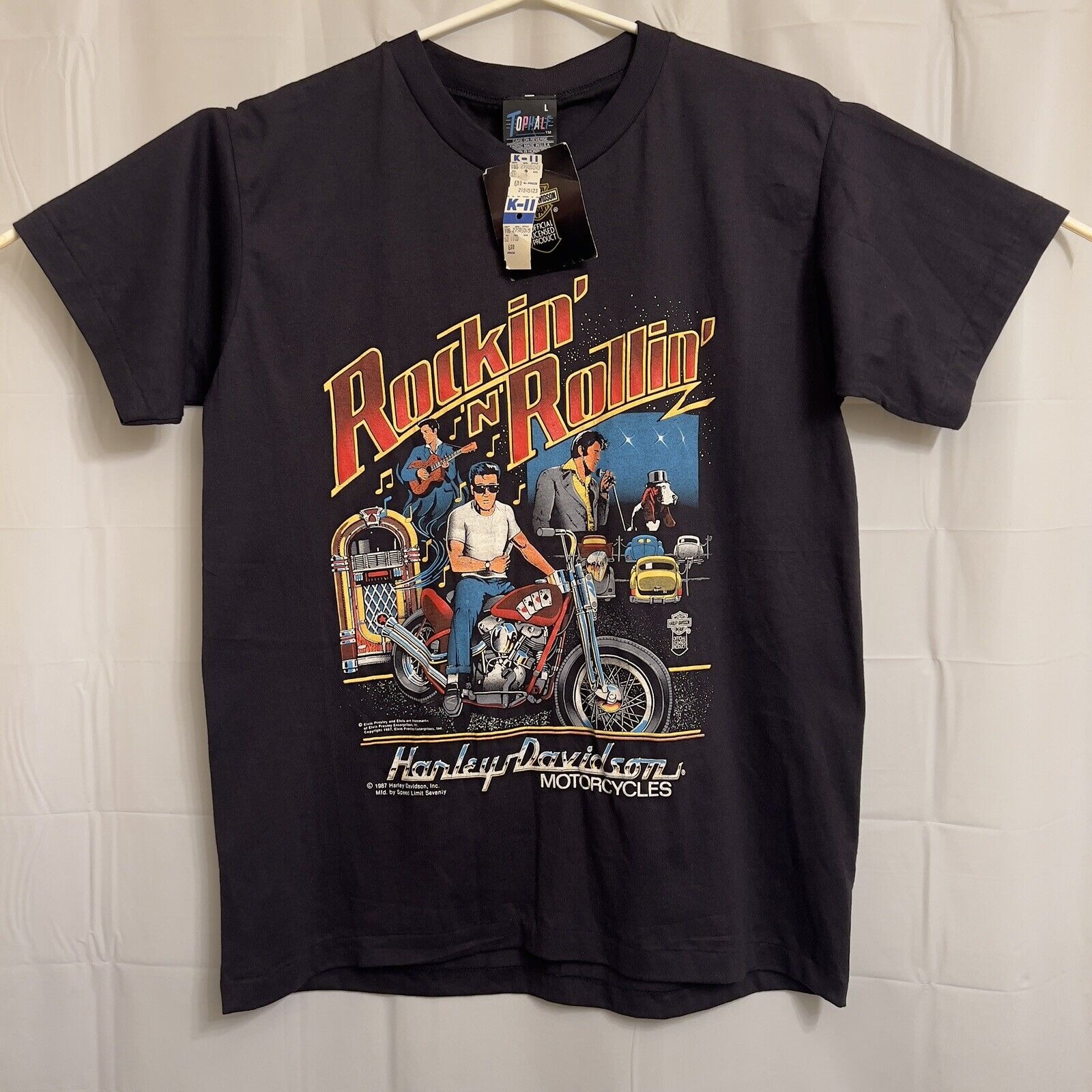 Vintage 1987 Harley Davidson Elvis Presley Rockin' N Rollin' T-Shirt Men's