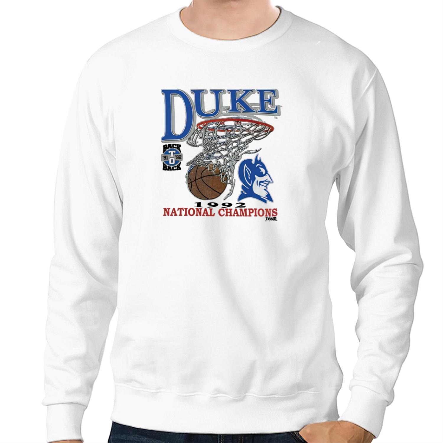 Vintage 1992 Duke Blue Devils Basketball National Champions Unisex Sweatshirt white