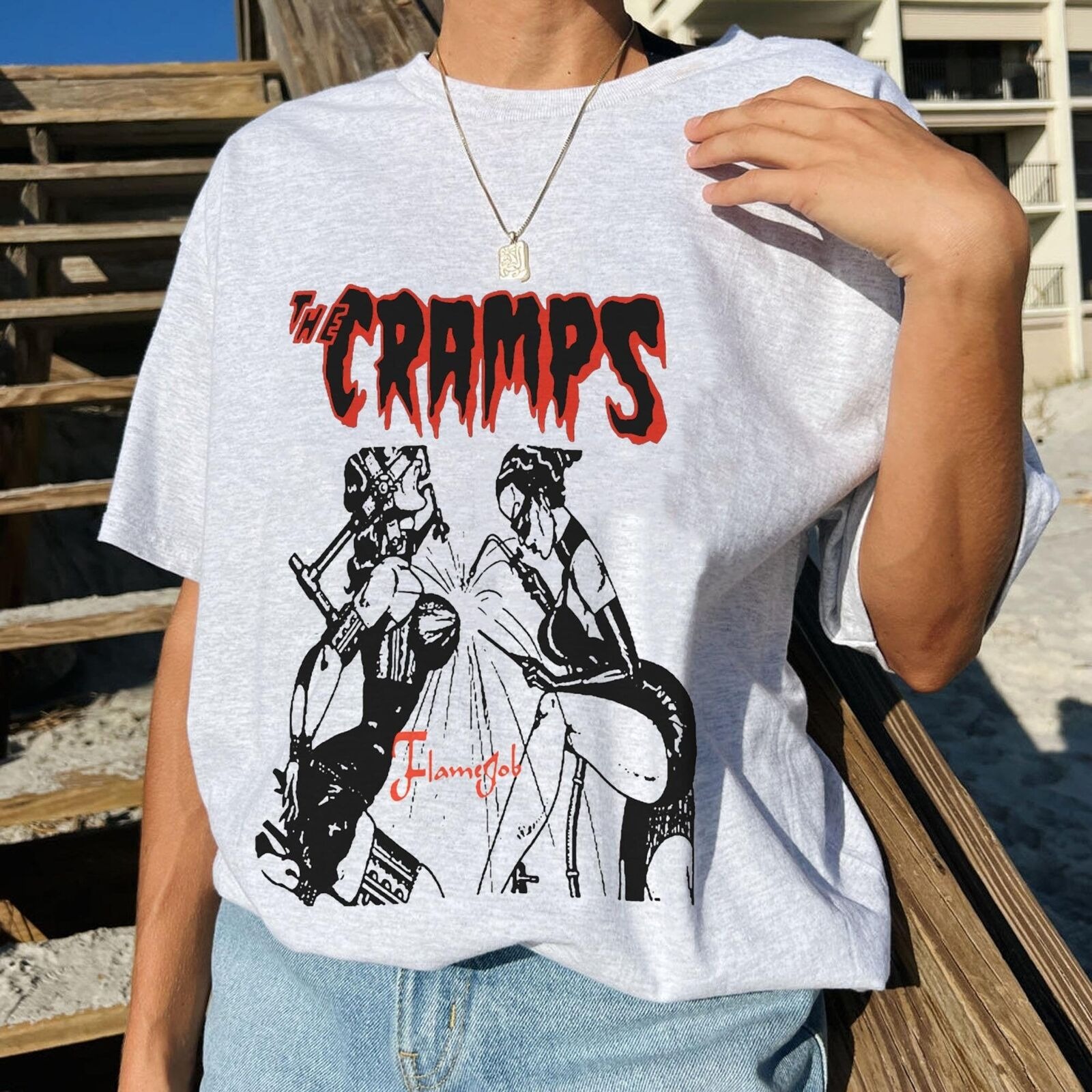 Vintage 80S The Cramps Punk Rock Psychobilly Tour Concert T-Shirt