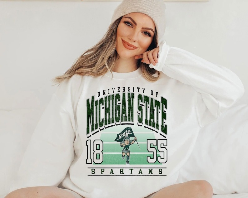 Vintage 80s Michigan State Football EST 1855 SweatShirt