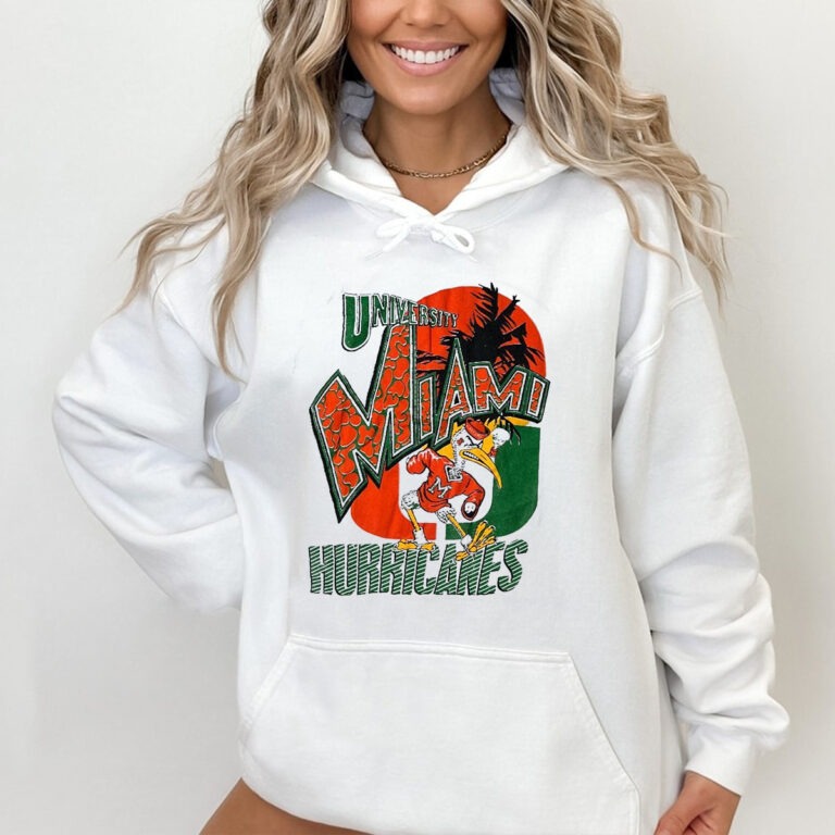 Vintage 80s University Of Miami Hurricanes College Varsity Shirt Unisex Hoodie