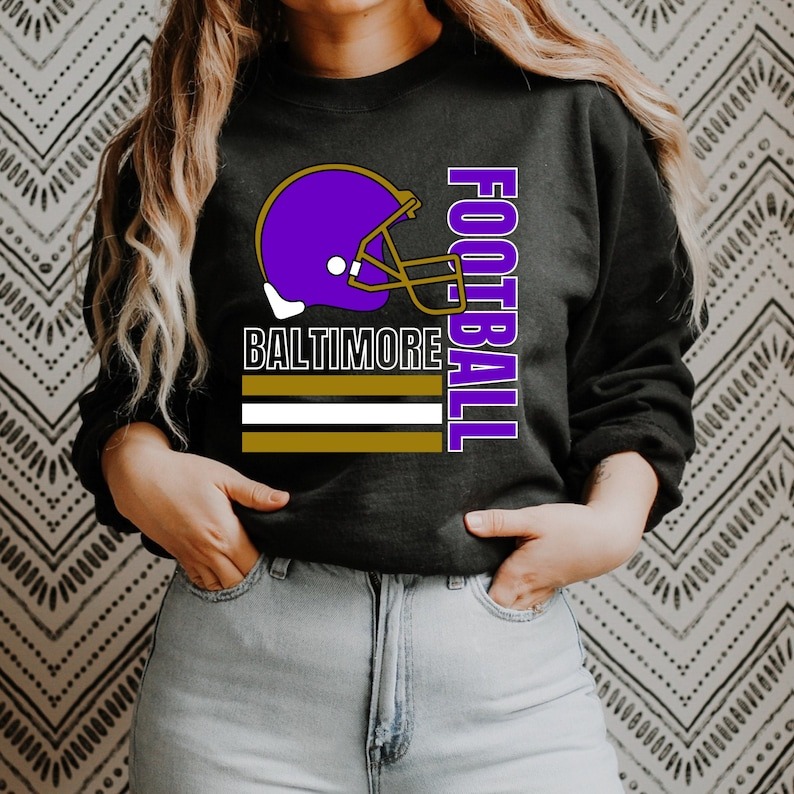 Vintage 90s Baltimore Football Pullover Sweater Comfy Maryland Athletic Sports unisex Sweatshirt black