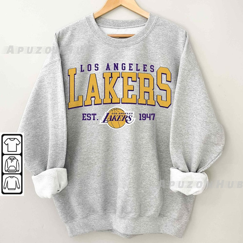 Vintage 90s Los Angeles Lakers Shirt, Crewneck Lakers Sweatshirt Spoort