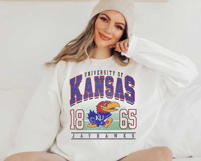 Vintage 90s NCAA Kansas Football EST 1865 SweatShirt