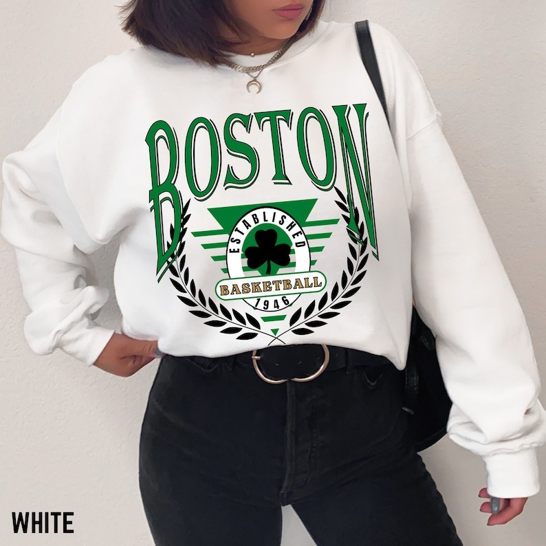 Vintage Boston Basketball Sweatshirt, Boston Basketball Crewneck Unisex Sweatshirt