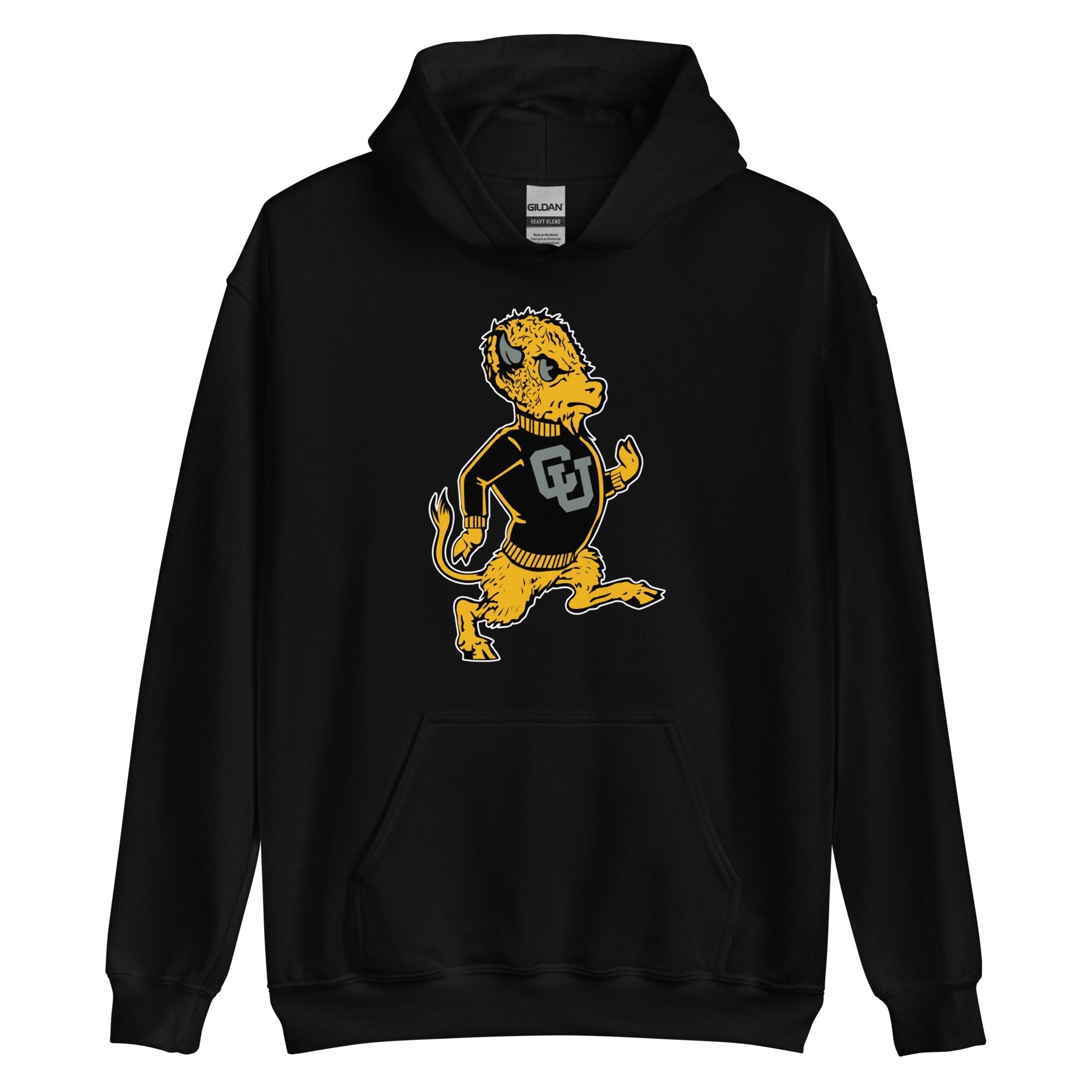 Vintage CU Boulder Mascot Artwork Crewneck Unisex Hoodie black