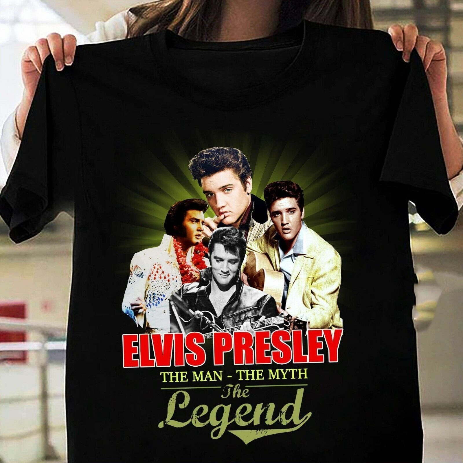 Vintage Elvis Presley The Legend Men T-shirt Black Cotton All Sizes S-5XL