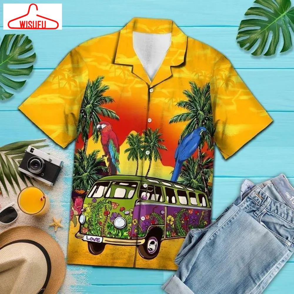 Vintage Hippie Bus Hawaiian Shirt - For Men & Women - New Winter Fashion Shirt Gift For Family, New Fashion Gifts