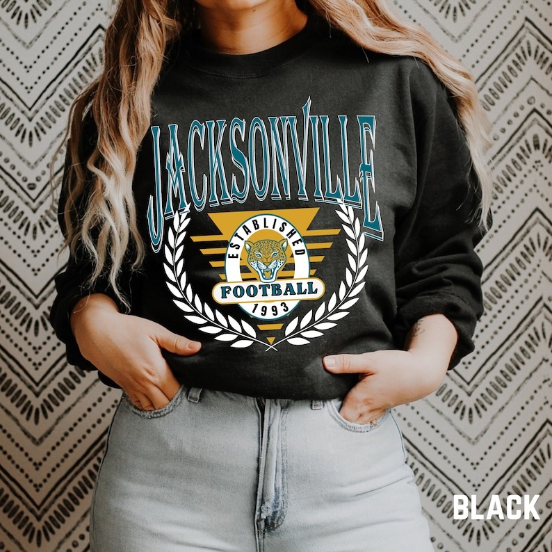 Vintage Jacksonville Football Sweatshirt, Jacksonville Florida Crewneck, Game Day Unisex Sweatshirt black