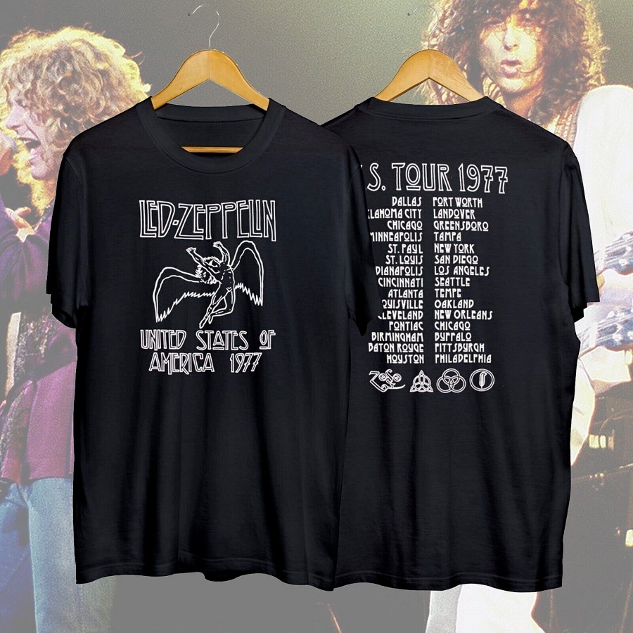 Vintage Led Zeppelin 1977 American Tour Black T-Shirt