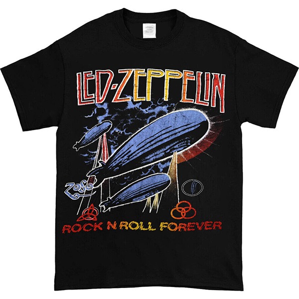 Vintage Led Zeppelin Rock N Roll Forever T-Shirt Concert Rare Black Tee