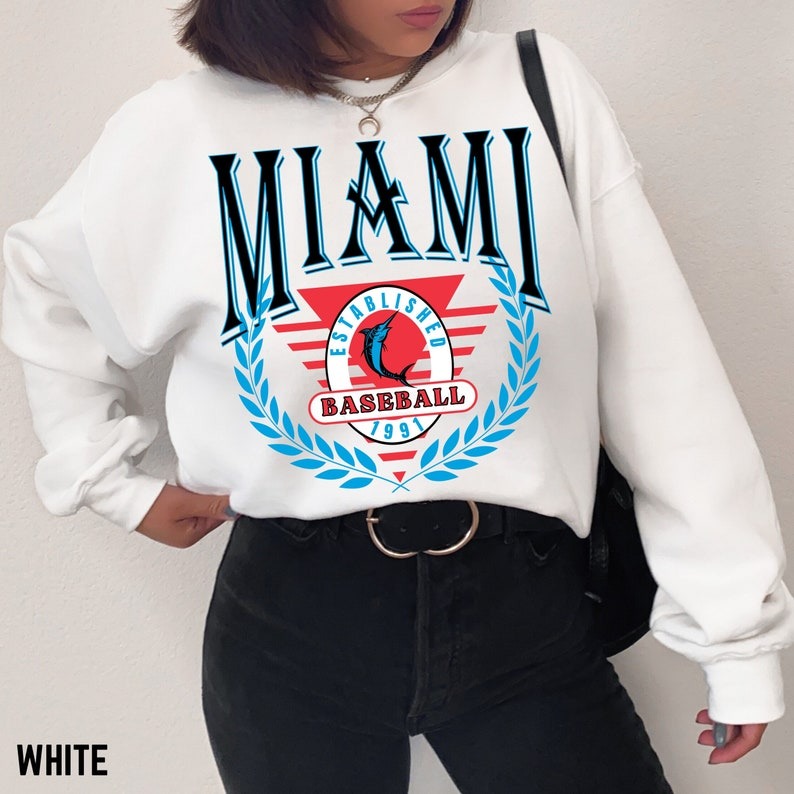 Vintage Miami Baseball Sweatshirt, Retro MIami Baseball Crewneck, Miami Sports fan Unisex Sweatshirt