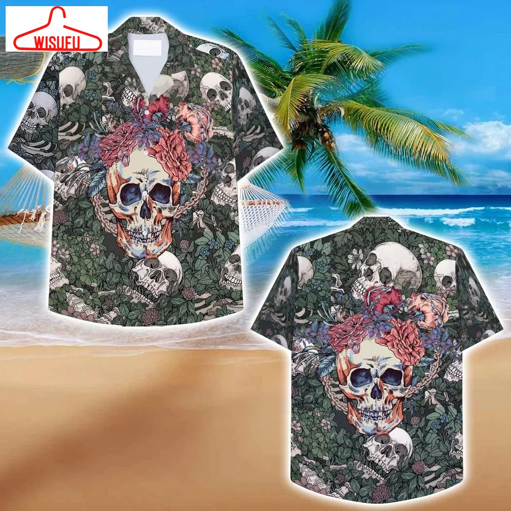 Vintage Natural Skull Hawaiian Shirt, New Hawaiian Holiday Outfits, New Fashion Gifts