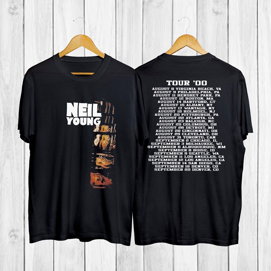 Vintage Neil Young Tour '00 T-Shirt, Neil Young Music Tour Concert Tee