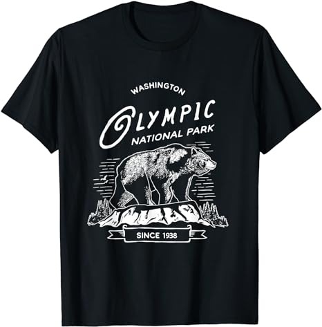 Vintage Olympic National Park T Shirt Retro Bear Washington T-Shirt
