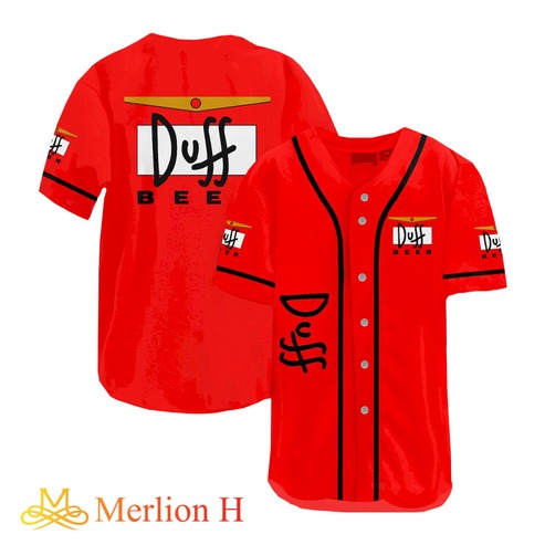 Vintage Red Duff Beer Baseball Jersey