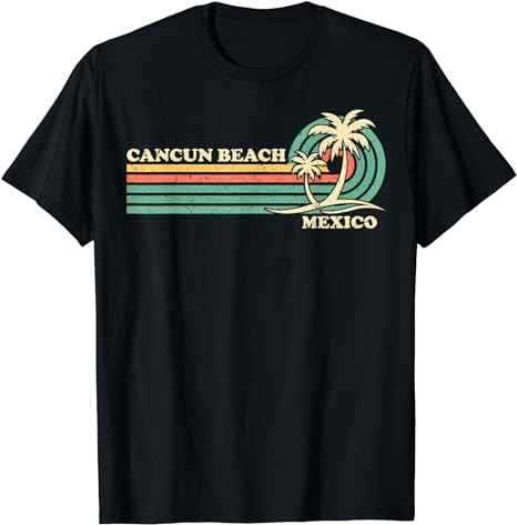 Vintage Retro Summer Vacation Mexico Cancun Beach T-Shirt